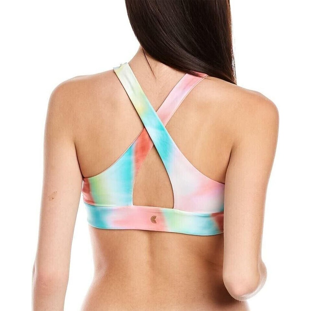 Citrus Women's Halter Crossback Bikini Swimsuit Top Reversible Recycled Fabric S